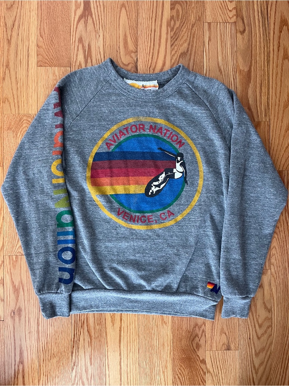 Aviator Nation Relaxed Crew Venice Sweatshirt Heather Grey